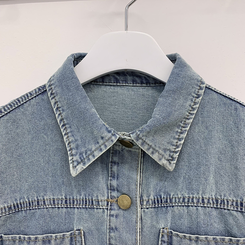 セミクロップロールアップデニムシャツ