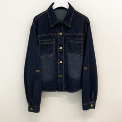 セミクロップロールアップデニムシャツ