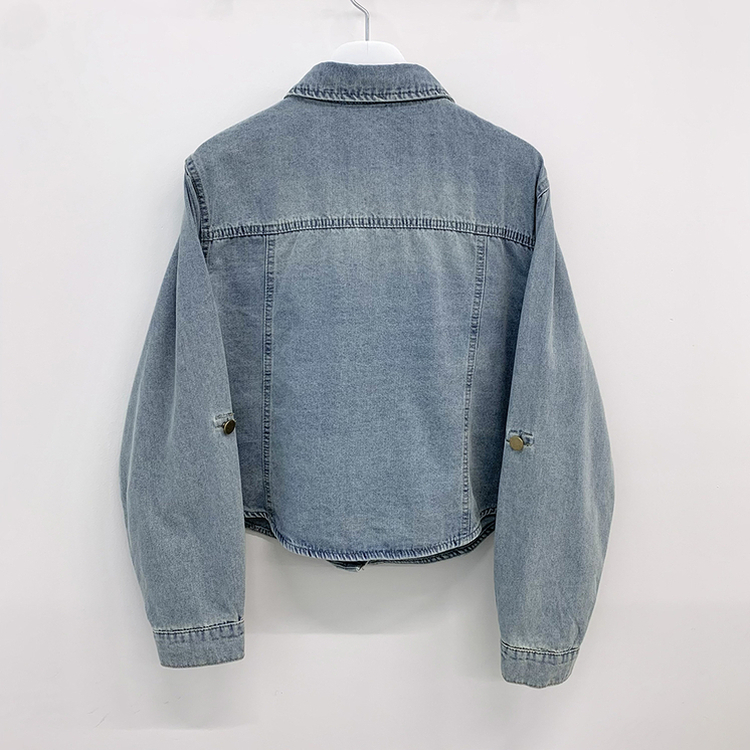 긴팔ver 빈티지 워싱 밑단굴림 세미크롭 롤업 데님셔츠 긴팔 청남방 데님자켓