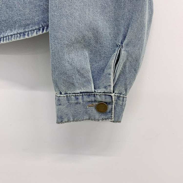 긴팔ver 빈티지 워싱 밑단굴림 세미크롭 롤업 데님셔츠 긴팔 청남방 데님자켓