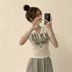 ラウンドボタン半袖Tシャツ(5color) IVORY