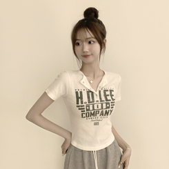 ラウンドボタン半袖Tシャツ(5color) IVORY