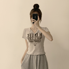 ラウンドボタン半袖Tシャツ(5color) BEIGE