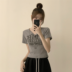 ラウンドボタン半袖Tシャツ(5color) CHARCOAL