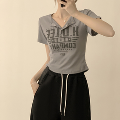 ラウンドボタン半袖Tシャツ(5color) CHARCOAL