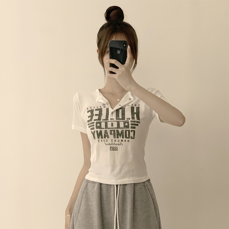 ラウンドボタン半袖Tシャツ(5color) IVORY