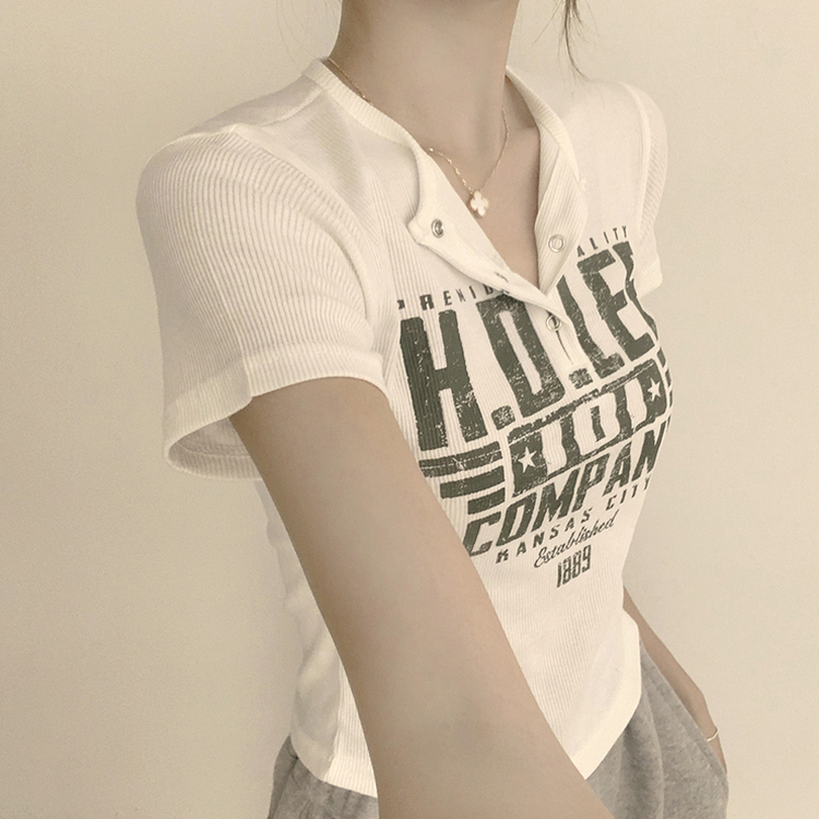 ラウンドボタン半袖Tシャツ(5color) IVORY