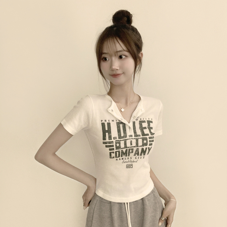 ラウンドボタン半袖Tシャツ(5color) IVORY