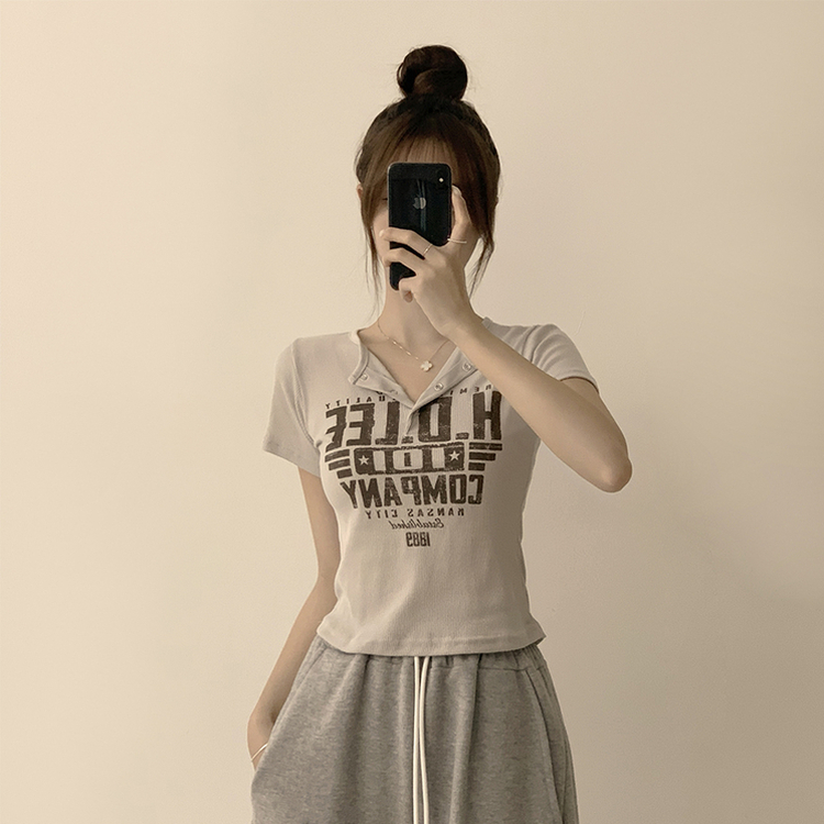 ラウンドボタン半袖Tシャツ(5color) BEIGE