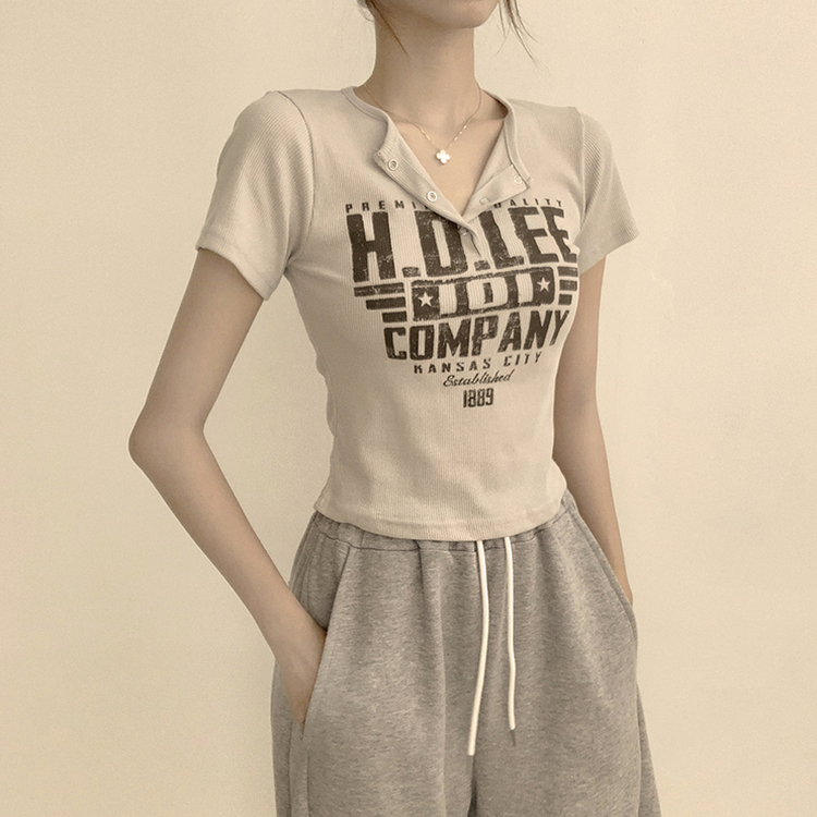 ラウンドボタン半袖Tシャツ(5color) BEIGE