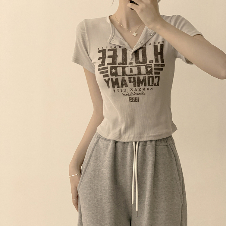 ラウンドボタン半袖Tシャツ(5color) BEIGE