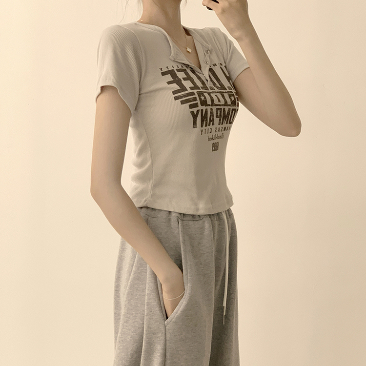 ラウンドボタン半袖Tシャツ(5color) BEIGE