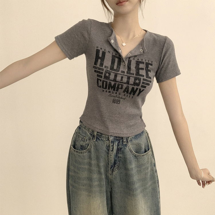 ラウンドボタン半袖Tシャツ(5color) AQUA