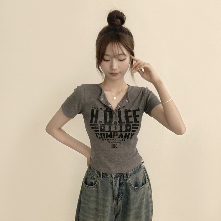 ラウンドボタン半袖Tシャツ(5color) AQUA