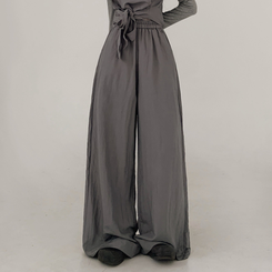 【3psSET】シャーリングビスチェ Tシャツ ワイドパンツ GREY