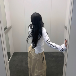 レタリングフード長袖Tシャツ IVORY