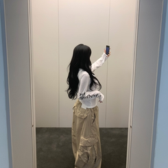 レタリングフード長袖Tシャツ IVORY