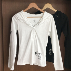 レタリングフード長袖Tシャツ