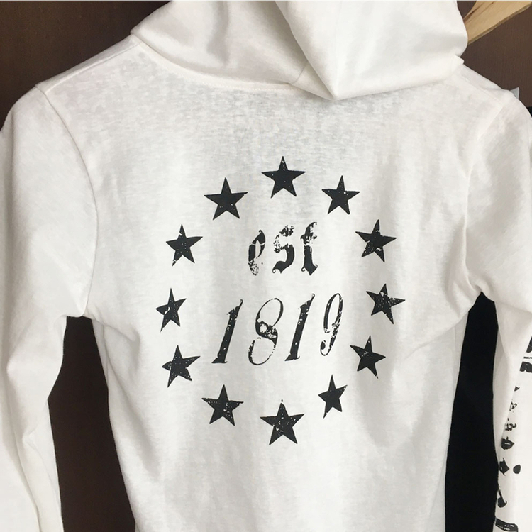 レタリングフード長袖Tシャツ