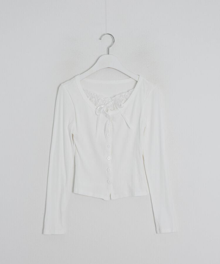 레이스 리본 레이어드 티셔츠