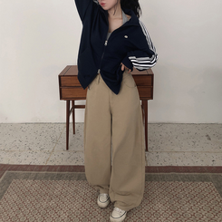 【SHORT/LONG 丈別】ハイウエストスリットワイドパンツ BEIGE