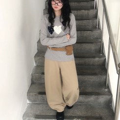 【SHORT/LONG 丈別】ハイウエストスリットワイドパンツ BEIGE