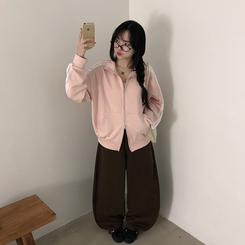 【SHORT/LONG 丈別】ハイウエストスリットワイドパンツ DARK BROWN