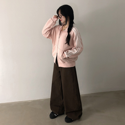 【SHORT/LONG 丈別】ハイウエストスリットワイドパンツ DARK BROWN