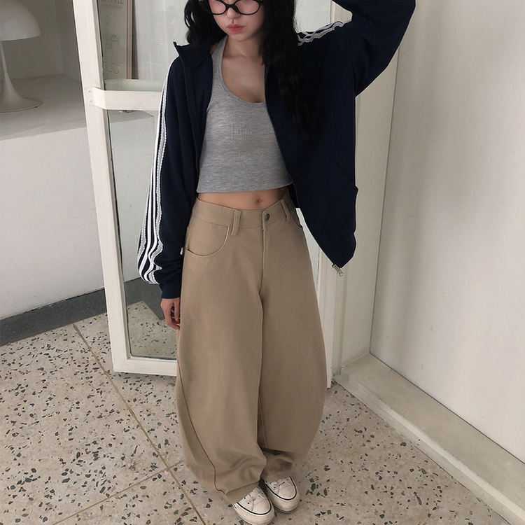 【SHORT/LONG 丈別】ハイウエストスリットワイドパンツ BEIGE