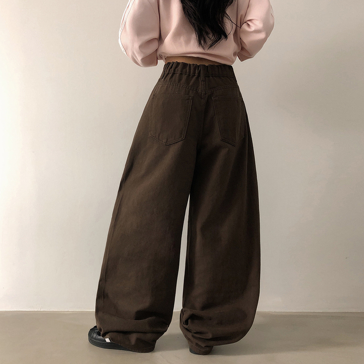 【SHORT/LONG 丈別】ハイウエストスリットワイドパンツ DARK BROWN