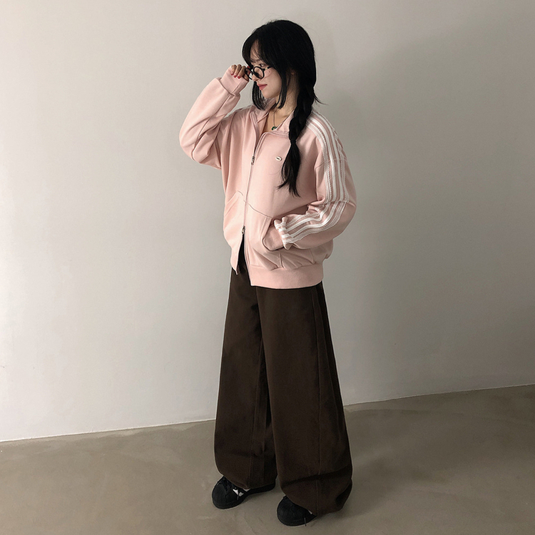 【SHORT/LONG 丈別】ハイウエストスリットワイドパンツ DARK BROWN