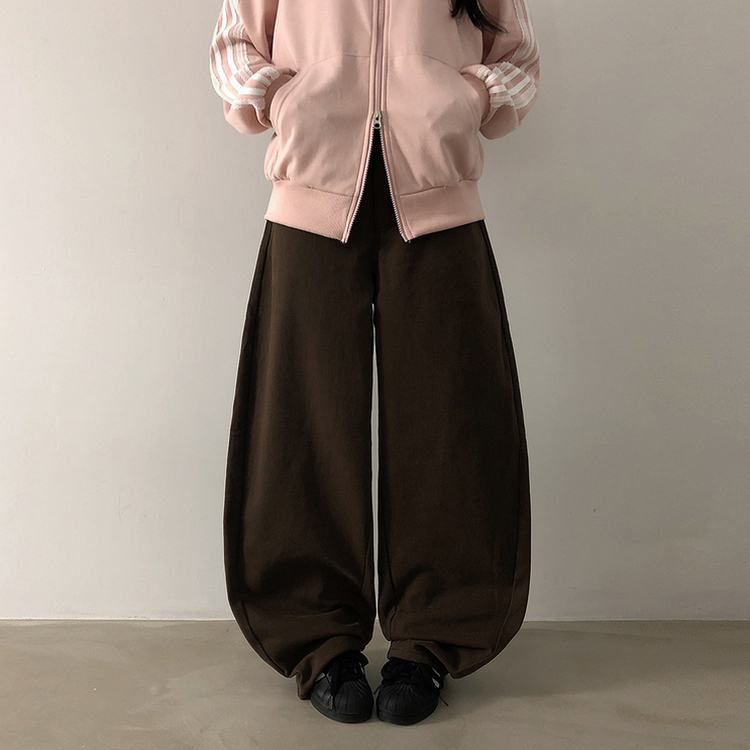 【SHORT/LONG 丈別】ハイウエストスリットワイドパンツ DARK BROWN