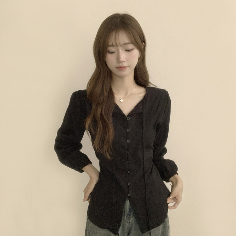 パフバルーンブラウス BLACK