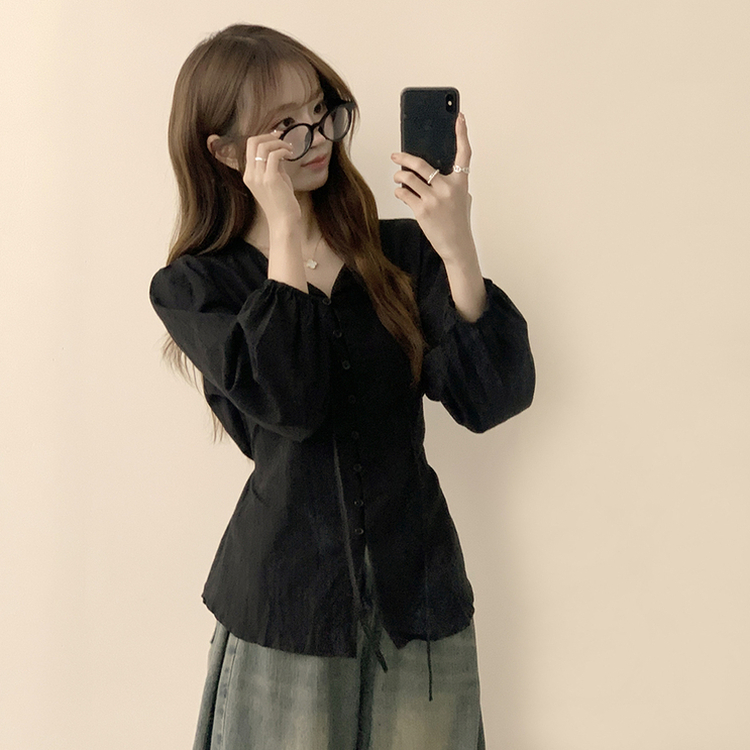 パフバルーンブラウス BLACK