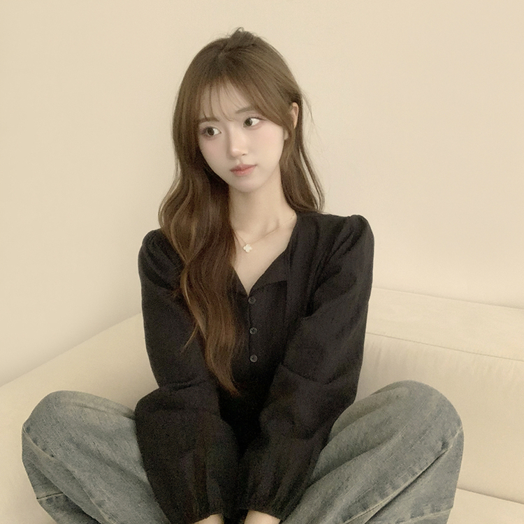 パフバルーンブラウス BLACK