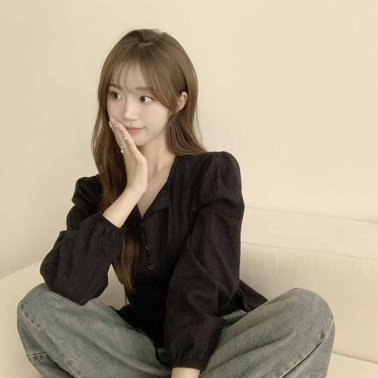 パフバルーンブラウス BLACK