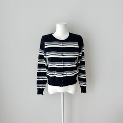 ストライプラウンドカーディガン