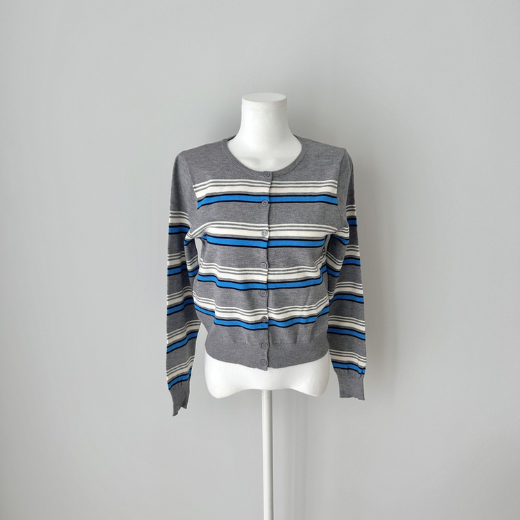 ストライプラウンドカーディガン