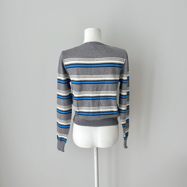 ストライプラウンドカーディガン