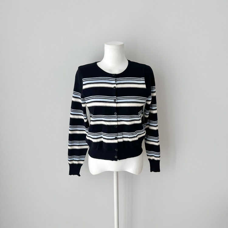 ストライプラウンドカーディガン
