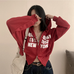 뉴욕타운 발포 투웨이 후드 집업 레드