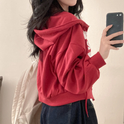 뉴욕타운 발포 투웨이 후드 집업 레드