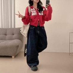 뉴욕타운 발포 투웨이 후드 집업 레드