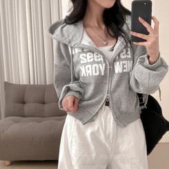 뉴욕타운 발포 투웨이 후드 집업 그레이