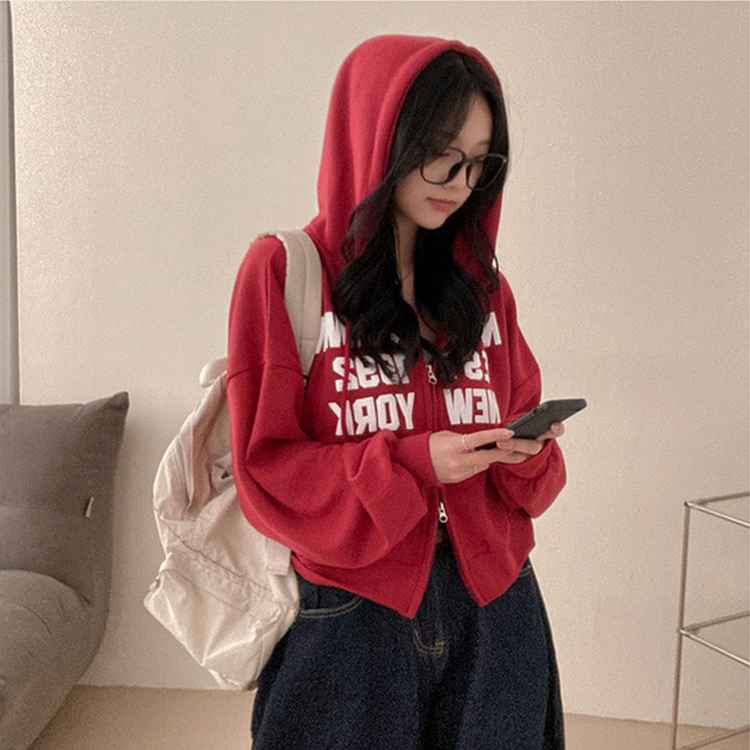 뉴욕타운 발포 투웨이 후드 집업 레드