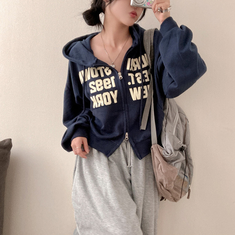 뉴욕타운 발포 투웨이 후드 집업 네이비