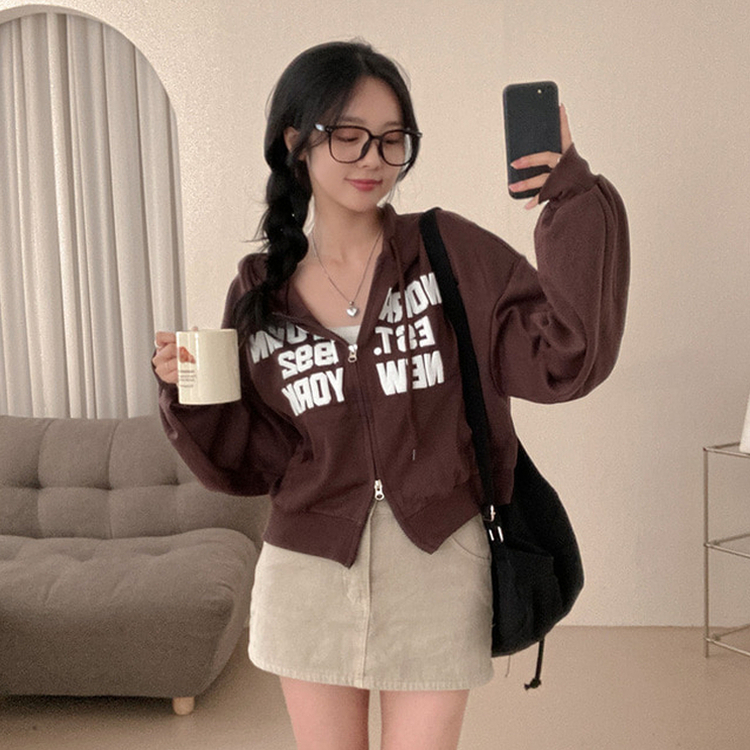 뉴욕타운 발포 투웨이 후드 집업 브라운