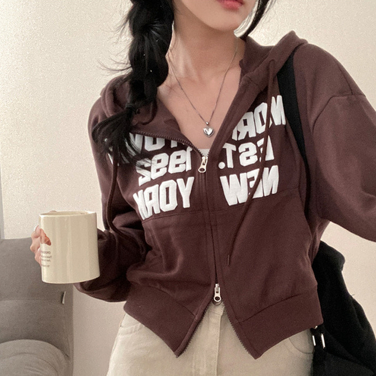 뉴욕타운 발포 투웨이 후드 집업 브라운