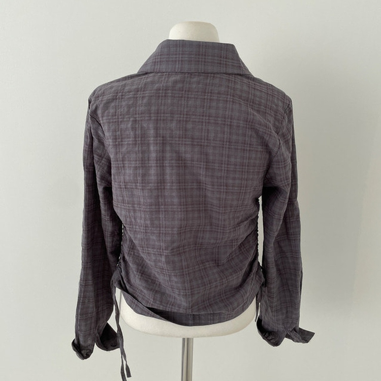 고스 옆셔링 체크 크롭 셔츠 남방