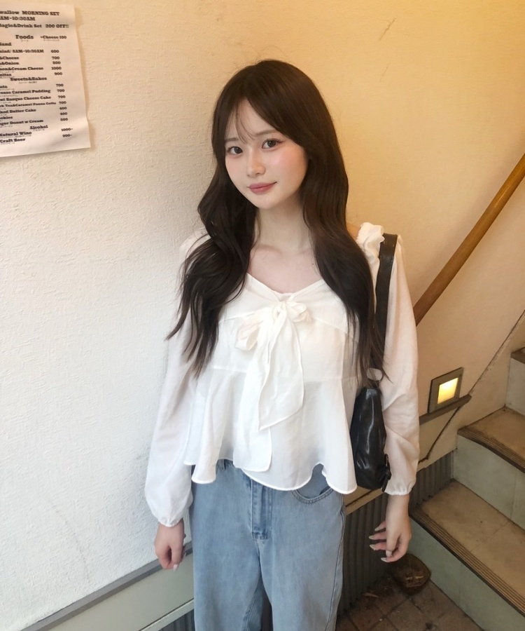 애니 리본 블라우스 아이보리